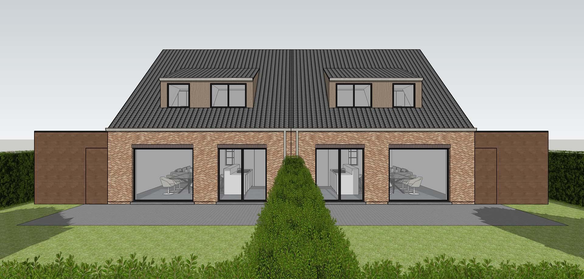 Nieuwbouw Vichte 3D achterzijde